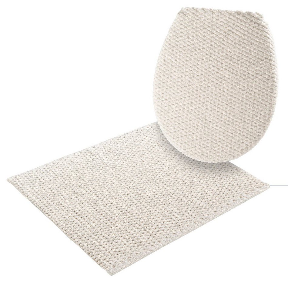 OTTO home Badematte Dalia, Badvorleger, Badezimmer Teppich, Höhe 4 mm, strapazierfähig, fußbodenheizungsgeeignet, Baumwolle, 2-tlg. Hänge-WC Set, Baumwolle, Bad – Bild 2 von 5