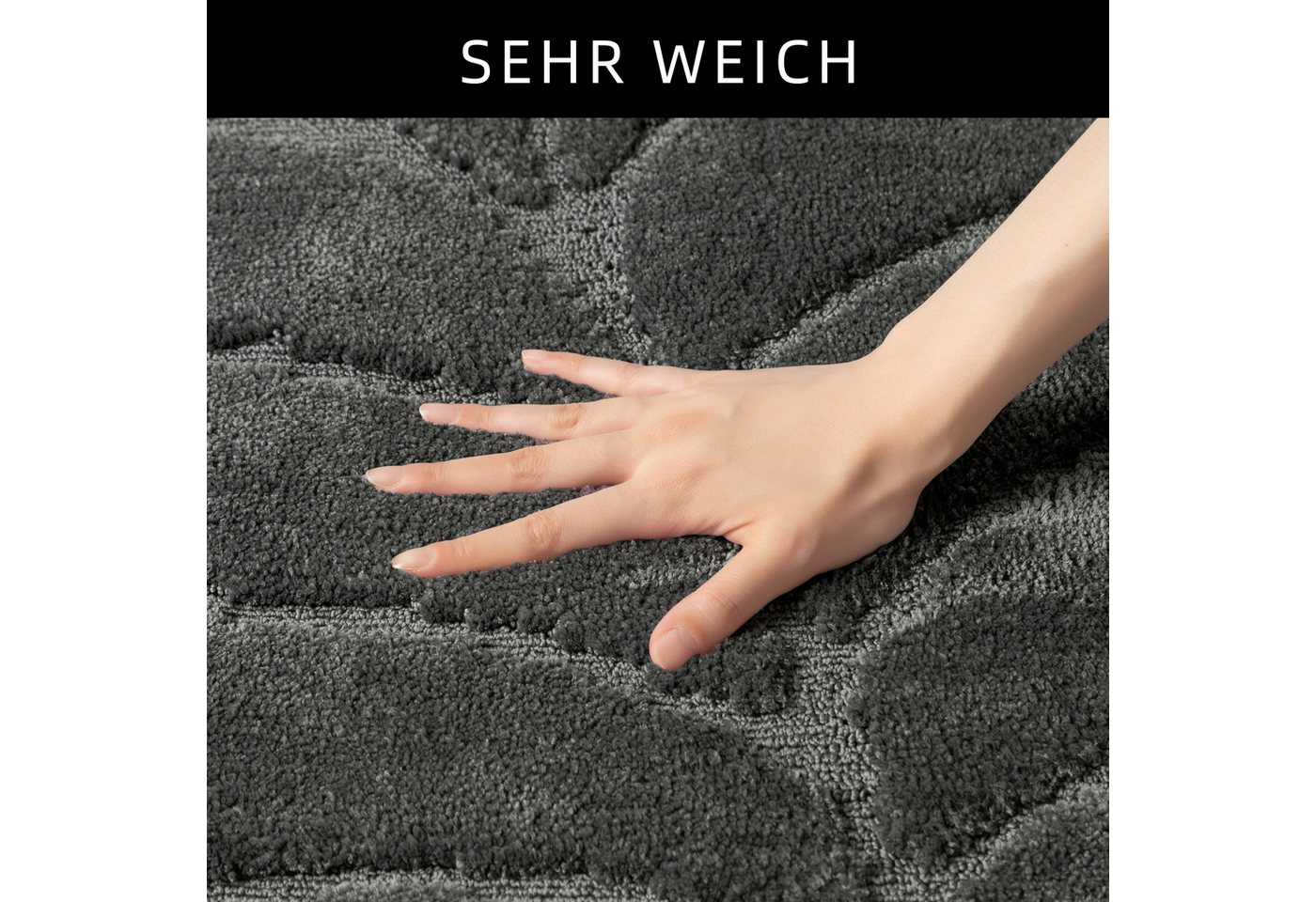 OTTO home Badematte Epense, Badvorleger, Badezimmer Teppich, Duschmatte mit Blattstruktur, Höhe 10 mm, rutschhemmend beschichtet, schnell trocknend, fußbodenhei – Bild 5 von 5