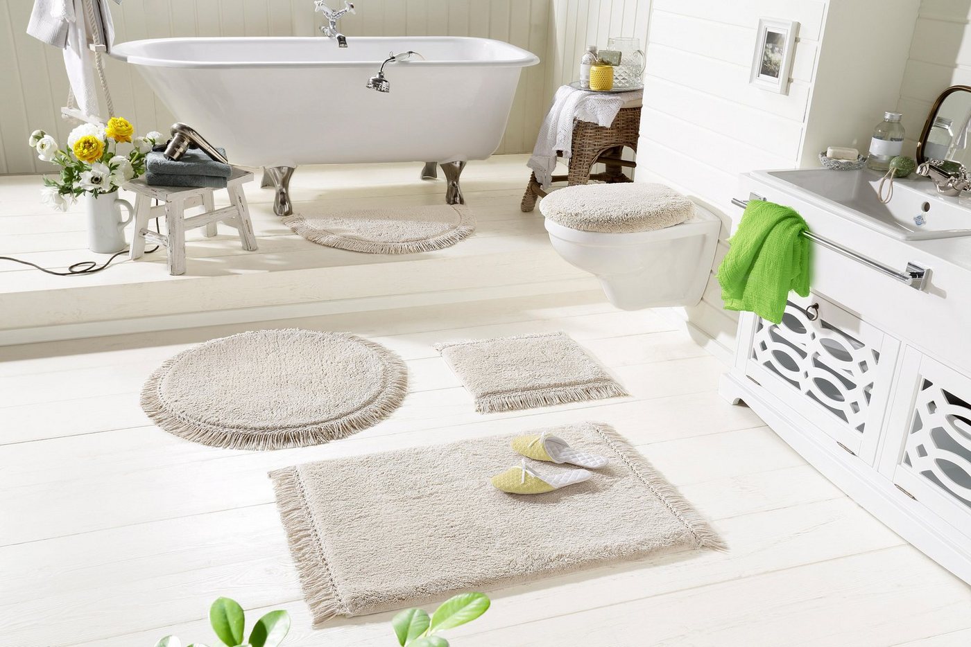 OTTO home Badematte Finca, Badvorleger, Badezimmer Teppich, Höhe 16 mm, rutschhemmend beschichtet, strapazierfähig, fußbodenheizungsgeeignet, Baumwolle (Bio-Bau – Bild 3 von 5