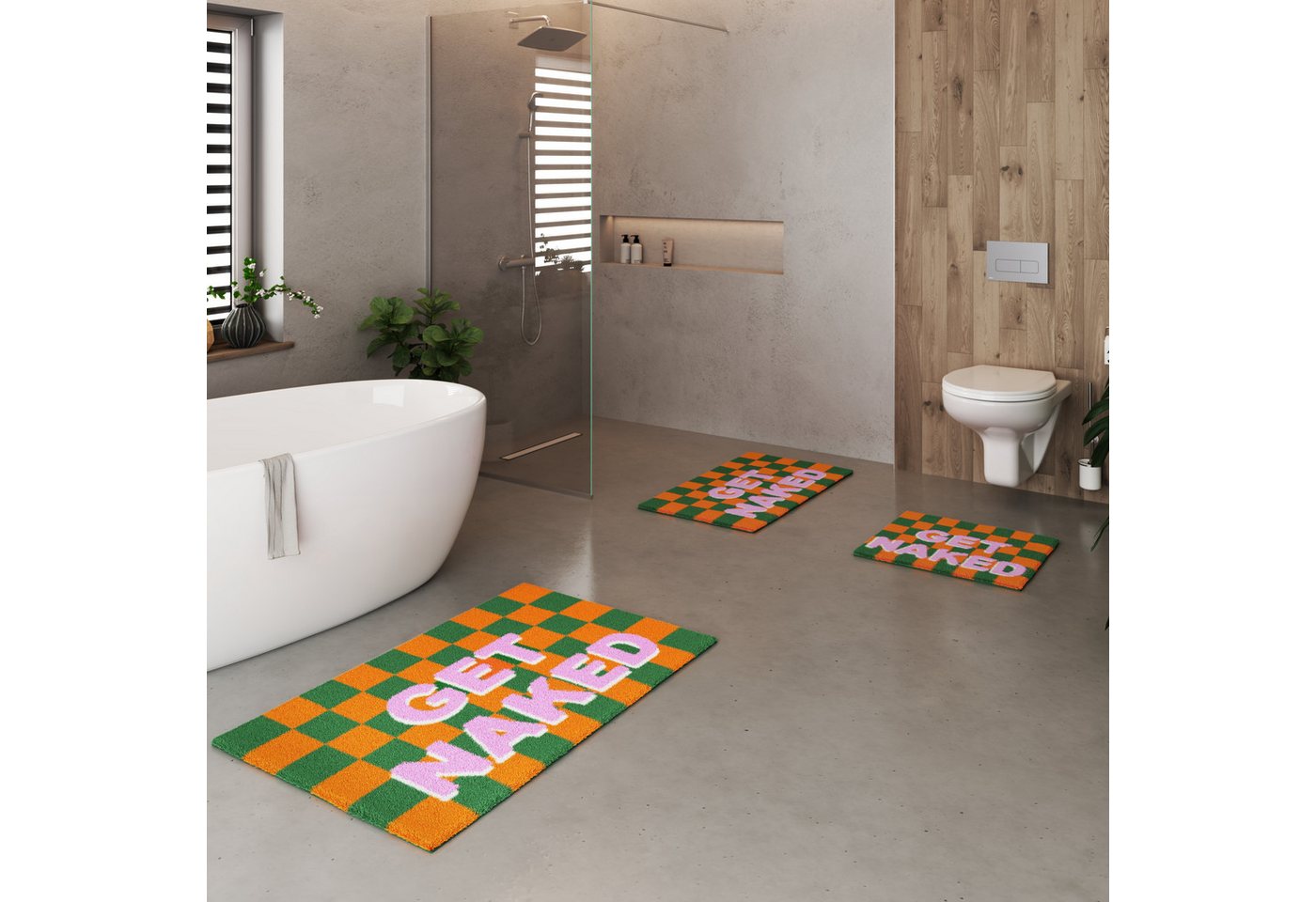 OTTO home Badematte Get Naked, modern, Badvorleger, Badezimmer Teppich, Höhe 20 mm, rutschhemmend beschichtet, schnell trocknend, Polyacryl, rechteckig, Badtepp – Bild 5 von 5