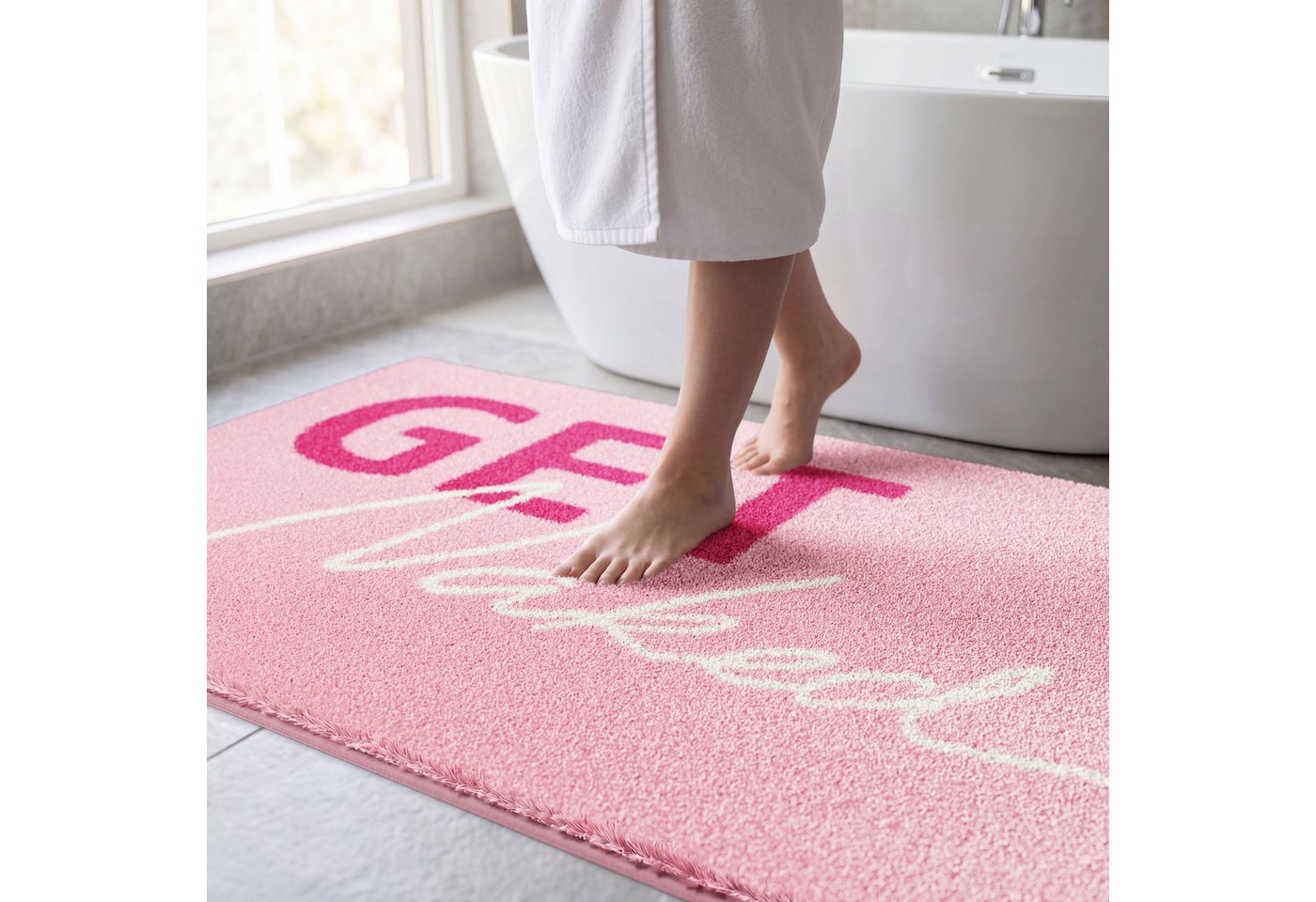 OTTO home Badematte Get Naked, modern, Badvorleger, Badezimmer Teppich, Höhe 20 mm, rutschhemmend beschichtet, schnell trocknend, Polyacryl, rechteckig, Badtepp – Bild 4 von 5