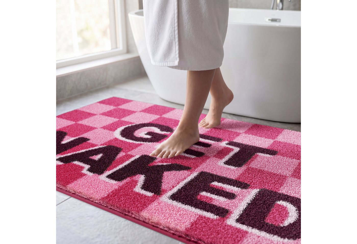 OTTO home Badematte Get Naked, modern, Badvorleger, Badezimmer Teppich, Höhe 20 mm, rutschhemmend beschichtet, schnell trocknend, Polyacryl, rechteckig, Badtepp – Bild 4 von 5