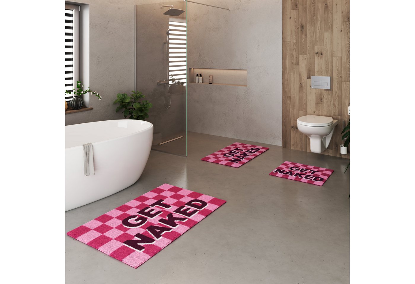 OTTO home Badematte Get Naked, modern, Badvorleger, Badezimmer Teppich, Höhe 20 mm, rutschhemmend beschichtet, schnell trocknend, Polyacryl, rechteckig, Badtepp – Bild 5 von 5