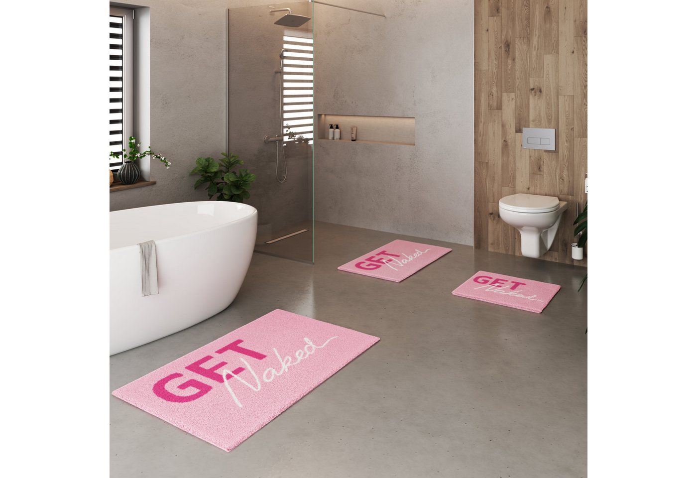 OTTO home Badematte Get Naked, modern, Badvorleger, Badezimmer Teppich, Höhe 20 mm, rutschhemmend beschichtet, schnell trocknend, Polyacryl, rechteckig, Badtepp – Bild 5 von 5