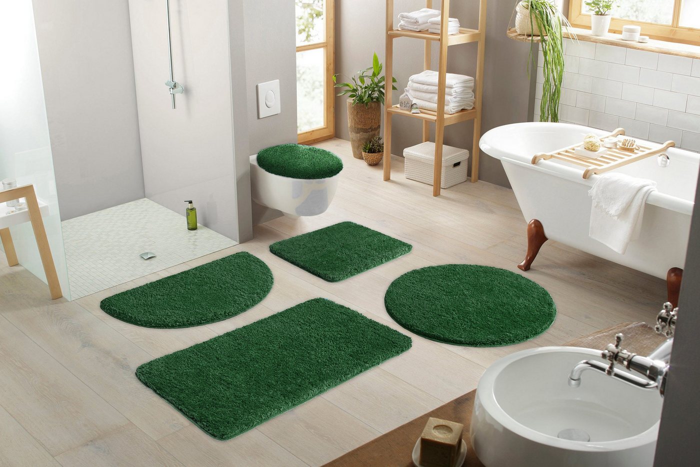 OTTO home Badematte Inga, Badezimmer Teppich, Badvorleger, Höhe 20 mm, rutschhemmend beschichtet, schnell trocknend, strapazierfähig, fußbodenheizungsgeeignet,  – Bild 3 von 5