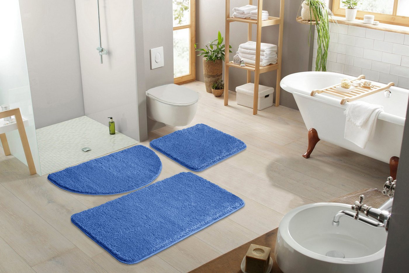 OTTO home Badematte Inga, Badezimmer Teppich, Badvorleger, Höhe 20 mm, rutschhemmend beschichtet, schnell trocknend, strapazierfähig, fußbodenheizungsgeeignet,  – Bild 3 von 5