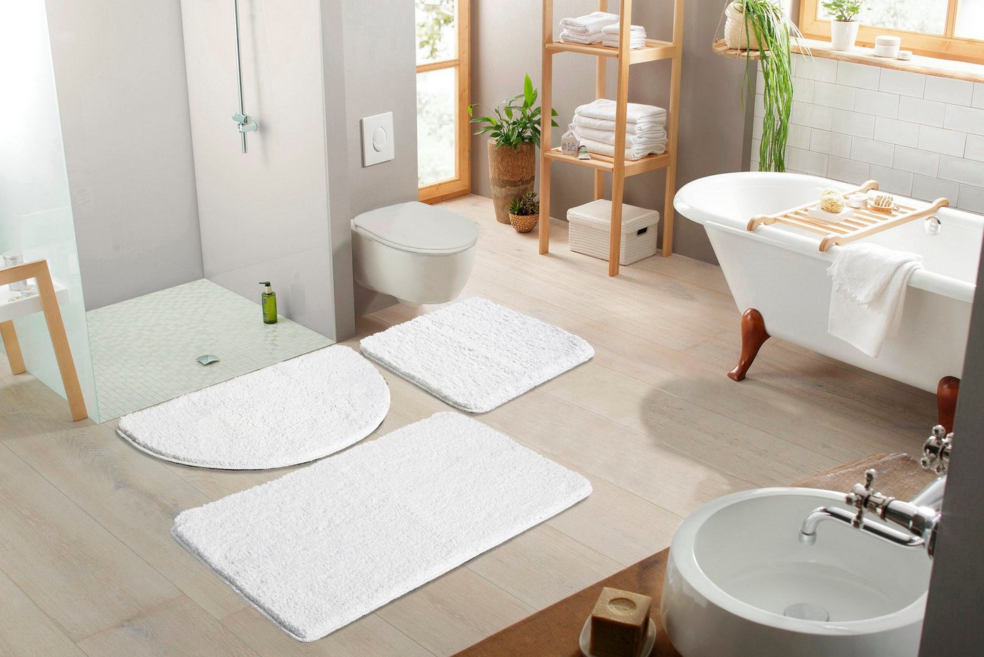 OTTO home Badematte Inga, Badezimmer Teppich, Badvorleger, Höhe 20 mm, rutschhemmend beschichtet, schnell trocknend, strapazierfähig, fußbodenheizungsgeeignet,  – Bild 3 von 5