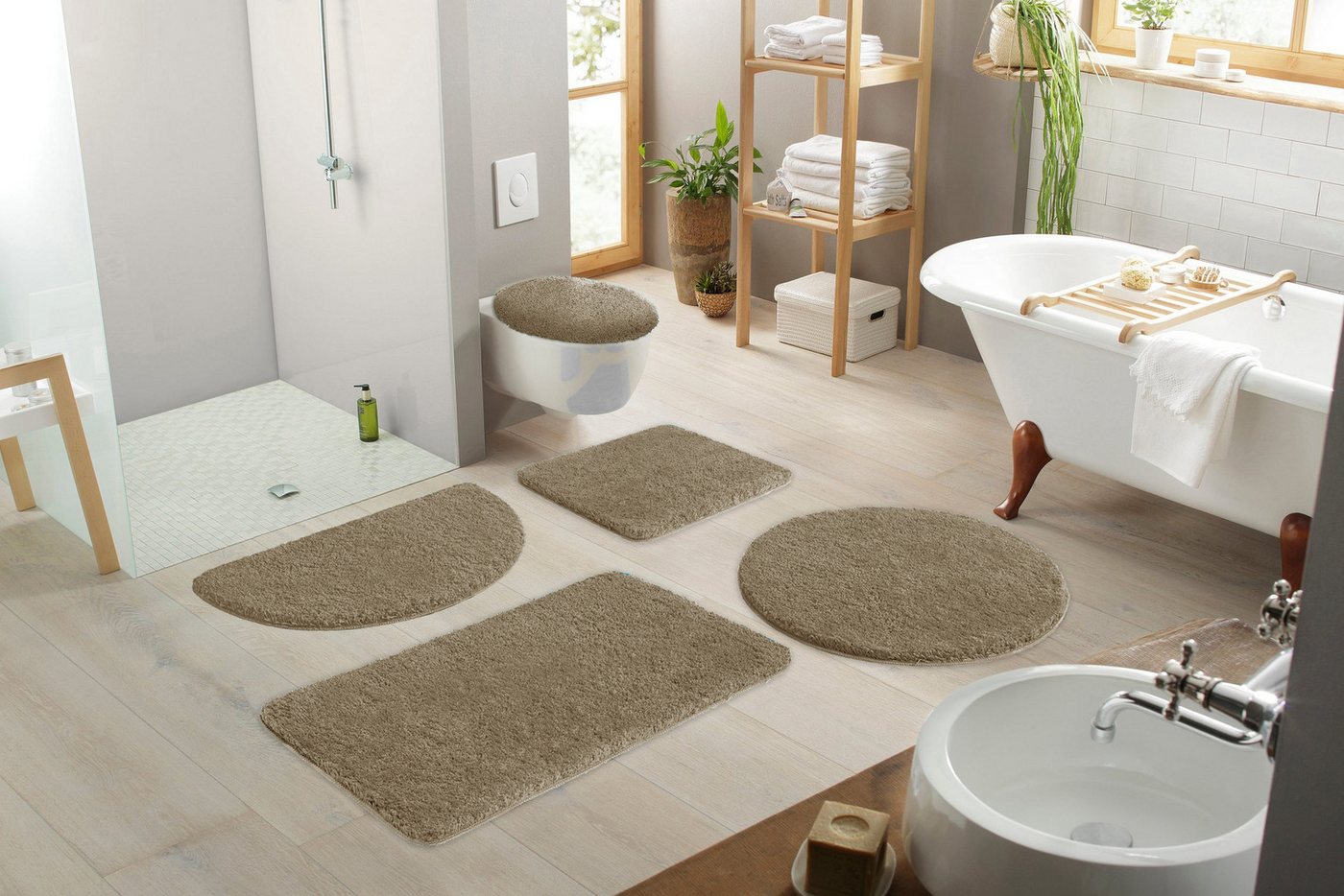 OTTO home Badematte Inga, Badezimmer Teppich, Badvorleger, Höhe 20 mm, rutschhemmend beschichtet, schnell trocknend, strapazierfähig, fußbodenheizungsgeeignet,  – Bild 3 von 5