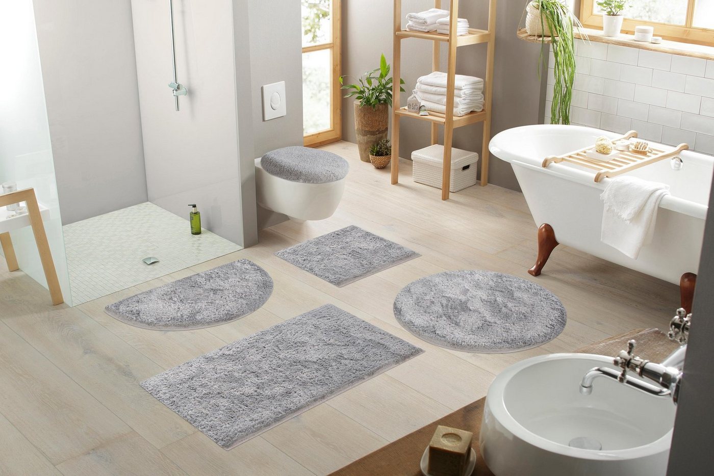 OTTO home Badematte Jos, Badvorleger, Badezimmer Teppich, Höhe 22 mm, rutschhemmend beschichtet, schnell trocknend, fußbodenheizungsgeeignet, Polyester, rechtec – Bild 3 von 5