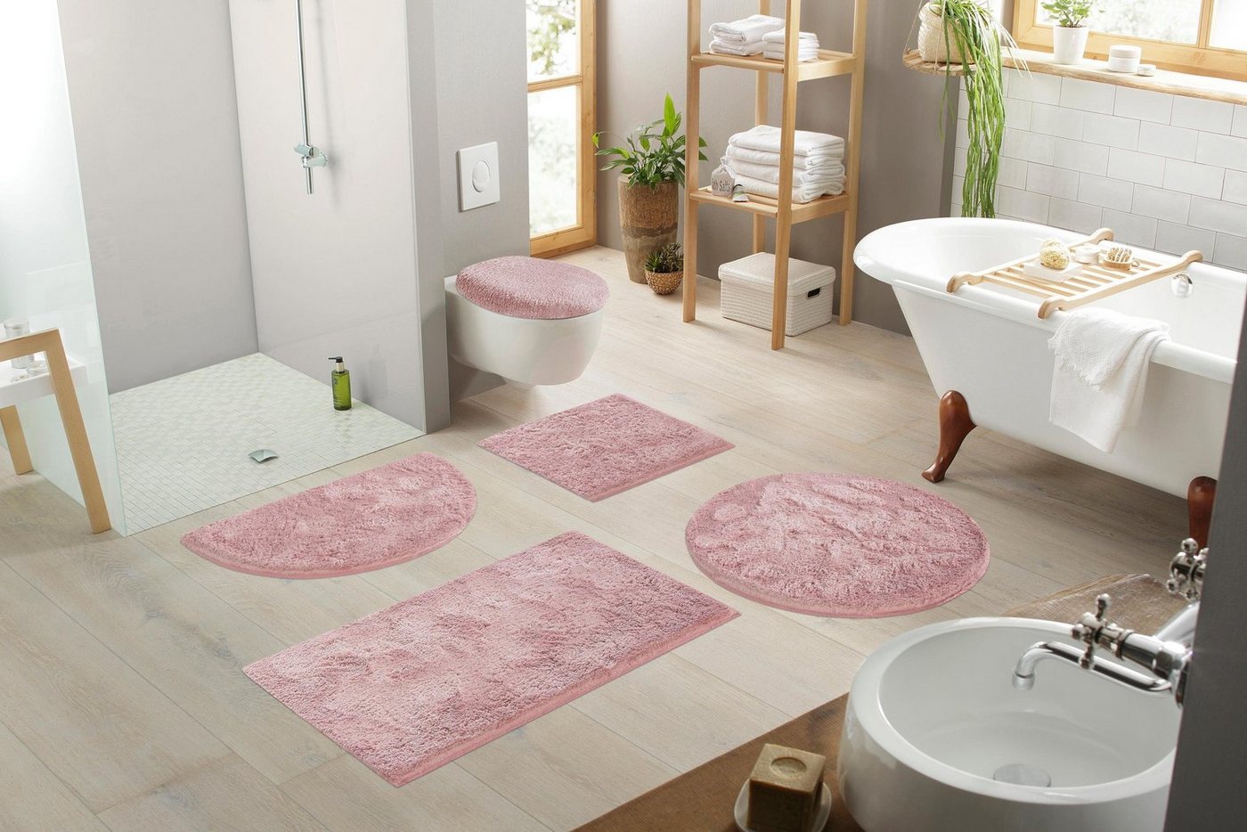 OTTO home Badematte Jos, Badvorleger, Badezimmer Teppich, Höhe 22 mm, rutschhemmend beschichtet, schnell trocknend, fußbodenheizungsgeeignet, Polyester, rechtec – Bild 4 von 5