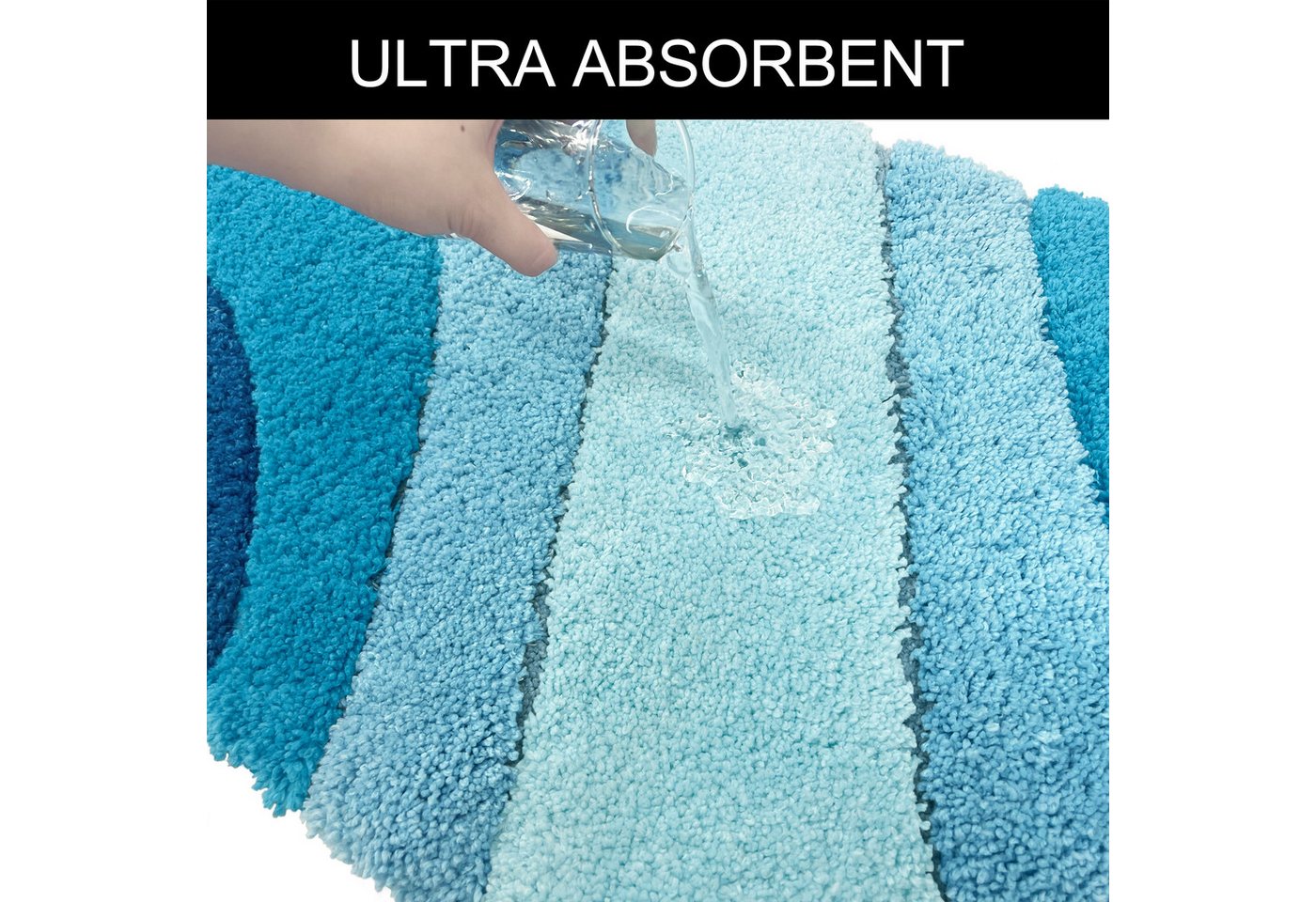 OTTO home Badematte Josie, Badvorleger, Badezimmer Teppich, Höhe 20 mm, rutschhemmend beschichtet, schnell trocknend, strapazierfähig, fußbodenheizungsgeeignet, – Bild 5 von 5