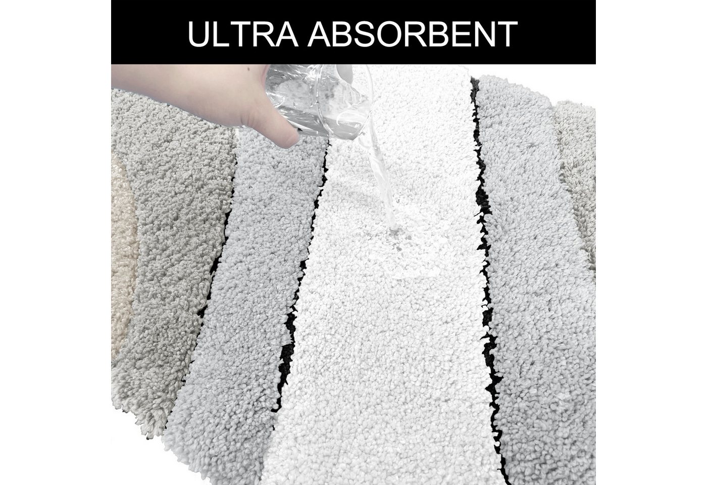 OTTO home Badematte Josie, Badvorleger, Badezimmer Teppich, Höhe 20 mm, rutschhemmend beschichtet, schnell trocknend, strapazierfähig, fußbodenheizungsgeeignet, – Bild 5 von 5