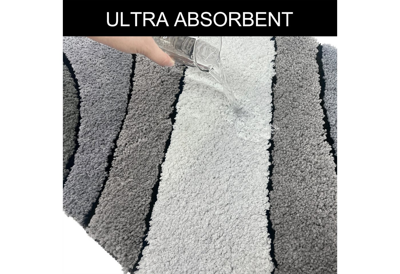 OTTO home Badematte Josie, Badvorleger, Badezimmer Teppich, Höhe 20 mm, rutschhemmend beschichtet, schnell trocknend, strapazierfähig, fußbodenheizungsgeeignet, – Bild 5 von 5