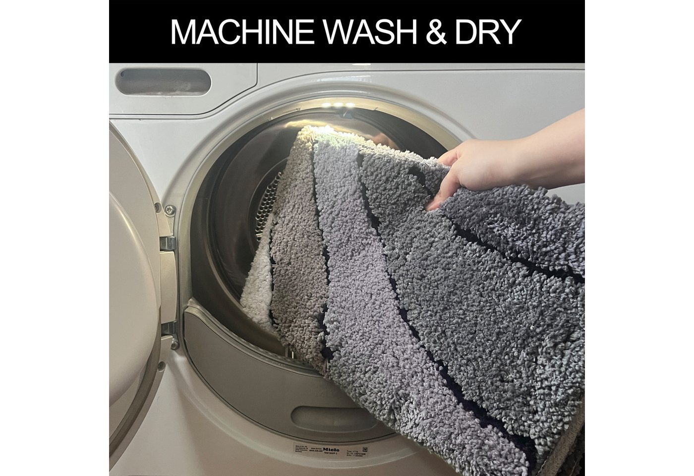 OTTO home Badematte Josie, Badvorleger, Badezimmer Teppich, Höhe 20 mm, rutschhemmend beschichtet, schnell trocknend, strapazierfähig, fußbodenheizungsgeeignet, – Bild 3 von 5