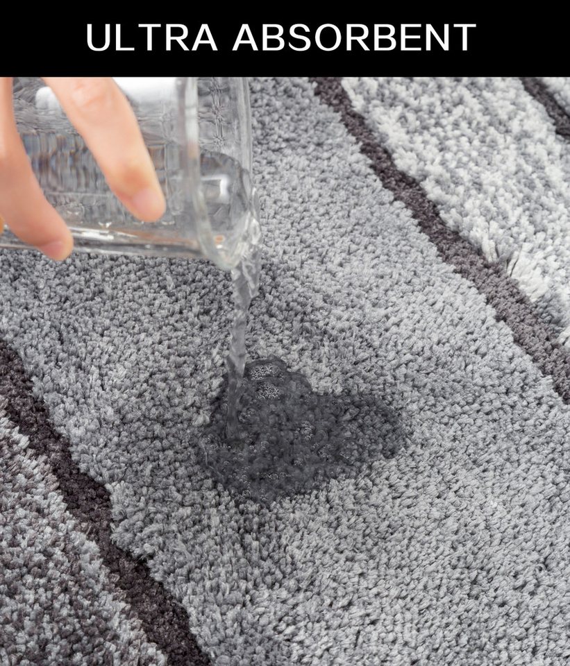 OTTO home Badematte Josie, Badvorleger, Badezimmer Teppich, Höhe 20 mm, rutschhemmend beschichtet, schnell trocknend, strapazierfähig, fußbodenheizungsgeeignet, – Bild 5 von 5