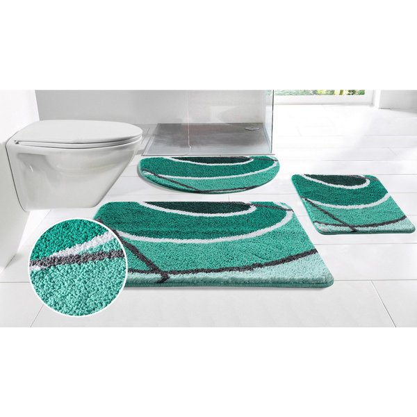 OTTO home Badematte Juna mit Muster, Badvorleger, Badezimmer Teppich, Duschvorleger, Höhe 20 mm, rutschhemmend beschichtet, strapazierfähig, Polyester, rechteck
