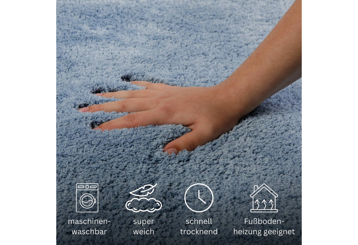 OTTO home Badematte Kaarin, uni, viele Farben, Badvorleger, Badezimmer Teppich, Höhe 30 mm, rutschhemmend beschichtet, fußbodenheizungsgeeignet, Polyester, rech – Bild 4 von 5