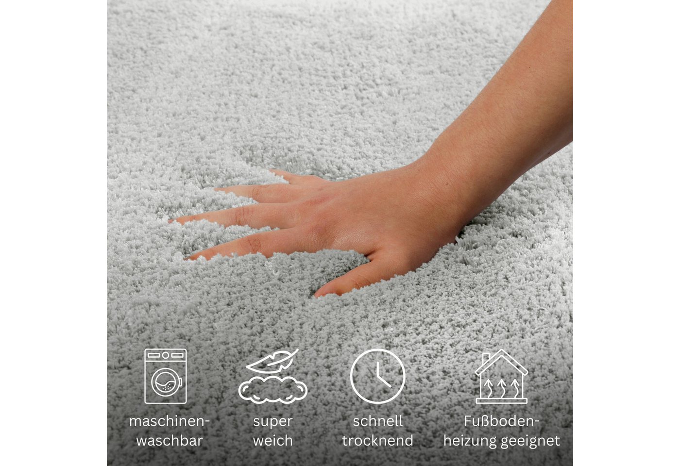 OTTO home Badematte Kaarin, uni, viele Farben, Badvorleger, Badezimmer Teppich, Höhe 30 mm, rutschhemmend beschichtet, fußbodenheizungsgeeignet, Polyester, rech – Bild 4 von 5