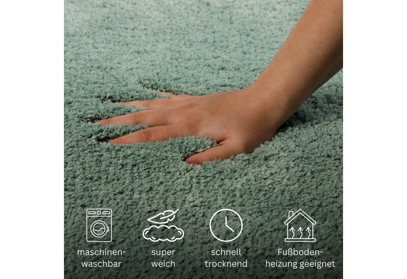 OTTO home Badematte Kaarin, uni, viele Farben, Badvorleger, Badezimmer Teppich, Höhe 30 mm, rutschhemmend beschichtet, fußbodenheizungsgeeignet, Polyester, rund – Bild 4 von 5