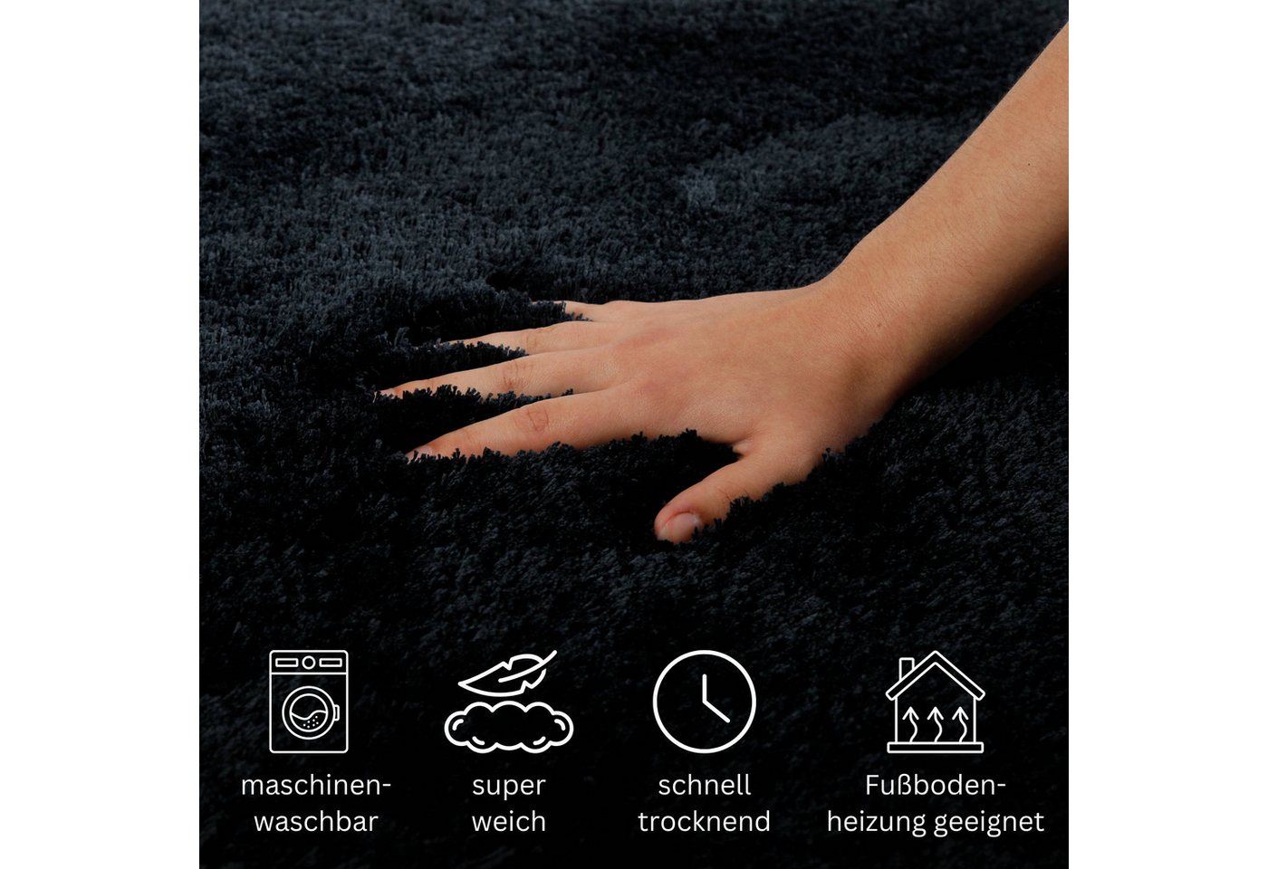OTTO home Badematte Kaarin, uni, viele Farben, Badvorleger, Badezimmer Teppich, Höhe 30 mm, rutschhemmend beschichtet, fußbodenheizungsgeeignet, Polyester, rech – Bild 4 von 5