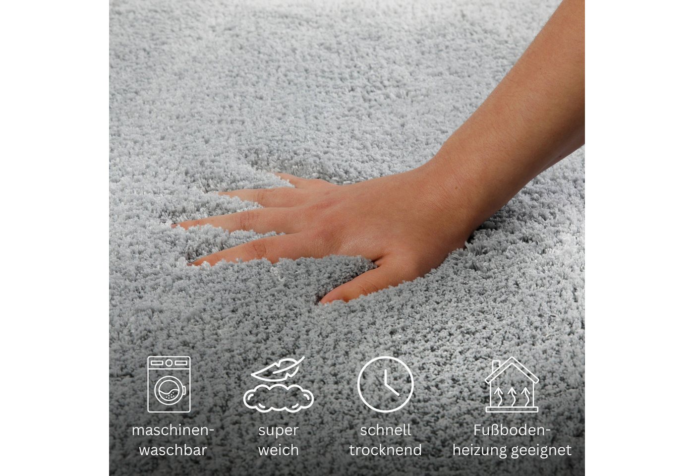 OTTO home Badematte Kaarin, uni, viele Farben, Badvorleger, Badezimmer Teppich, Höhe 30 mm, rutschhemmend beschichtet, fußbodenheizungsgeeignet, Polyester, rech – Bild 4 von 5