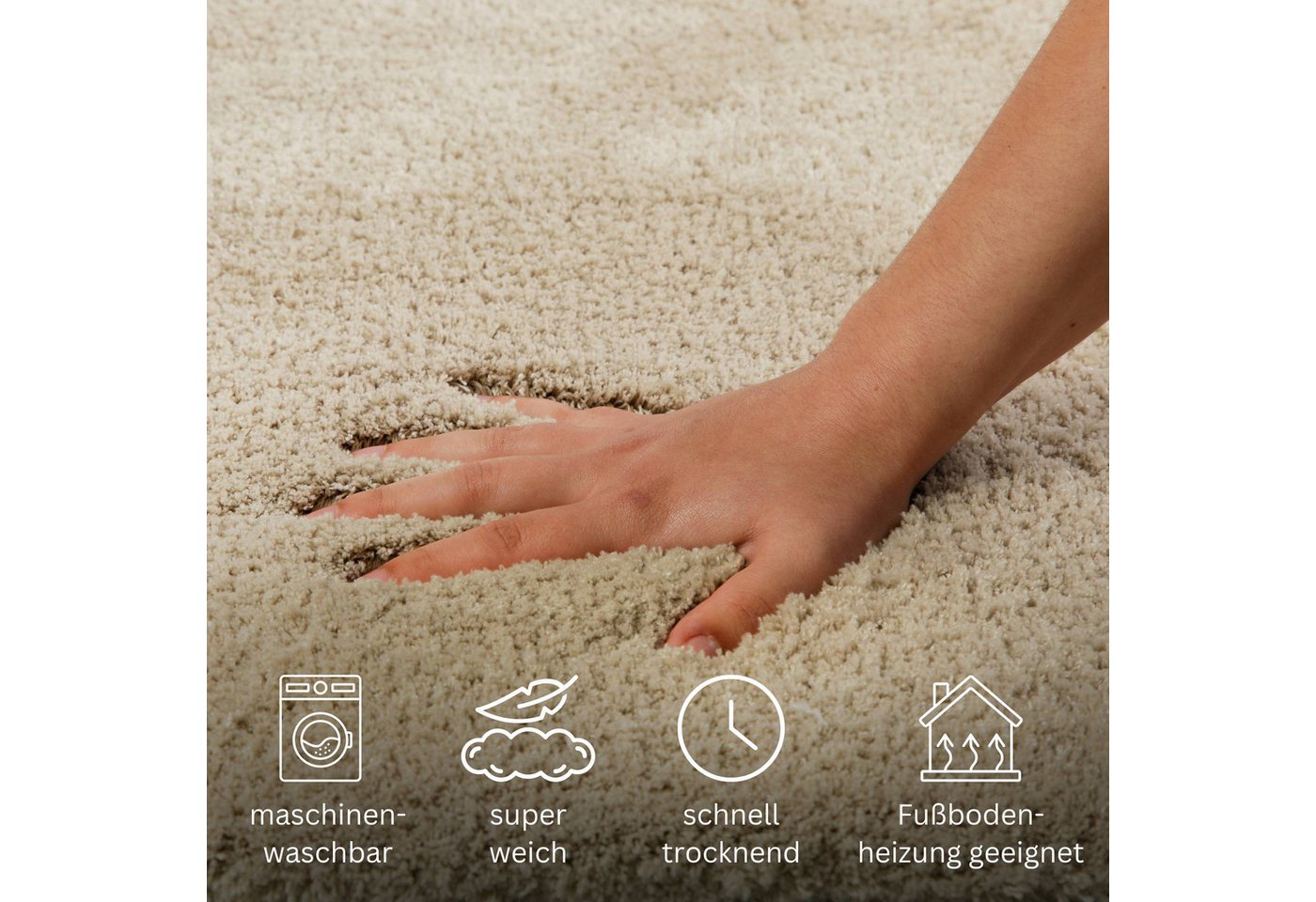 OTTO home Badematte Kaarin, uni, viele Farben, Badvorleger, Badezimmer Teppich, Höhe 30 mm, rutschhemmend beschichtet, fußbodenheizungsgeeignet, Polyester, rech – Bild 4 von 5