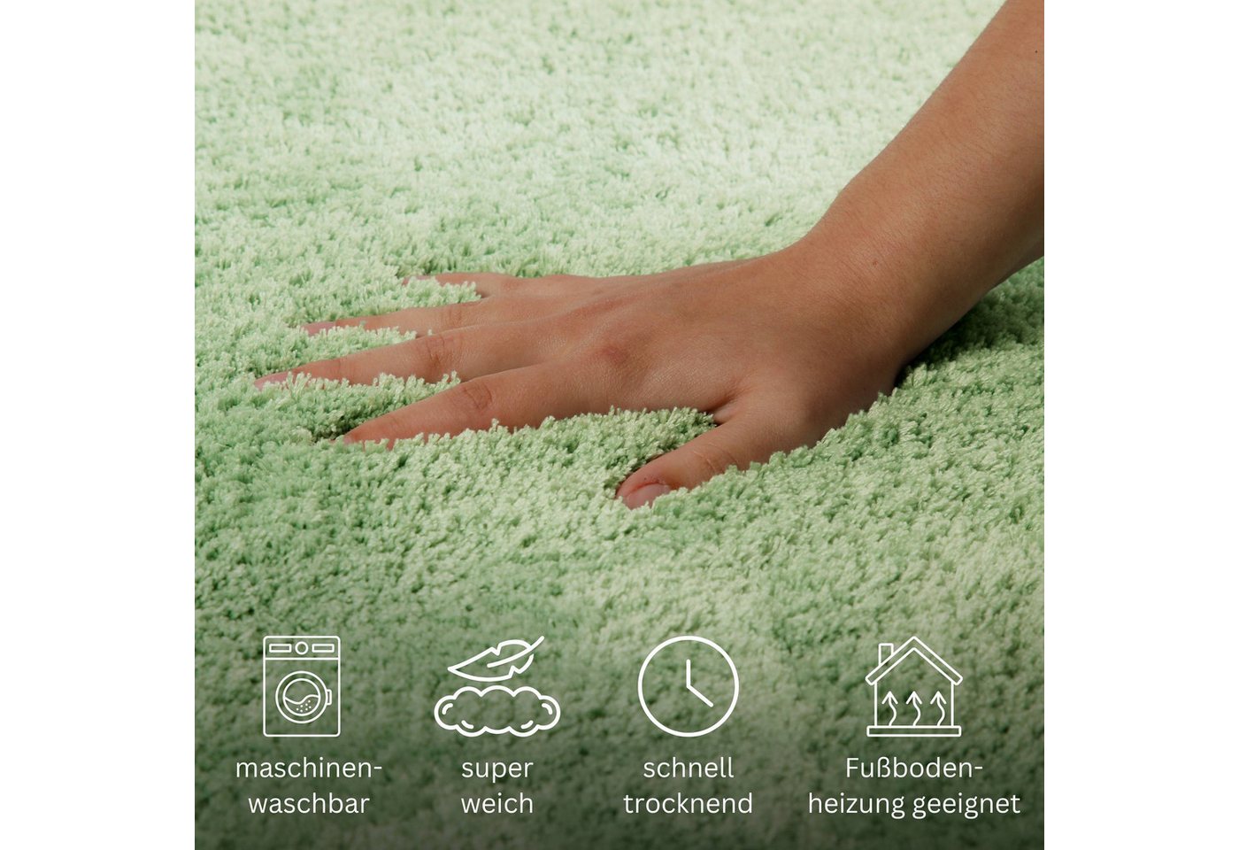 OTTO home Badematte Kaarin, uni, viele Farben, Badvorleger, Badezimmer Teppich, Höhe 30 mm, rutschhemmend beschichtet, fußbodenheizungsgeeignet, Polyester, rech – Bild 4 von 5