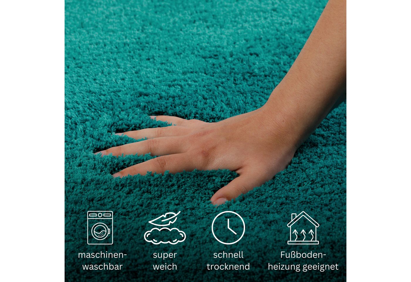 OTTO home Badematte Kaarin, uni, viele Farben, Badvorleger, Badezimmer Teppich, Höhe 30 mm, rutschhemmend beschichtet, fußbodenheizungsgeeignet, Polyester, rech – Bild 4 von 5