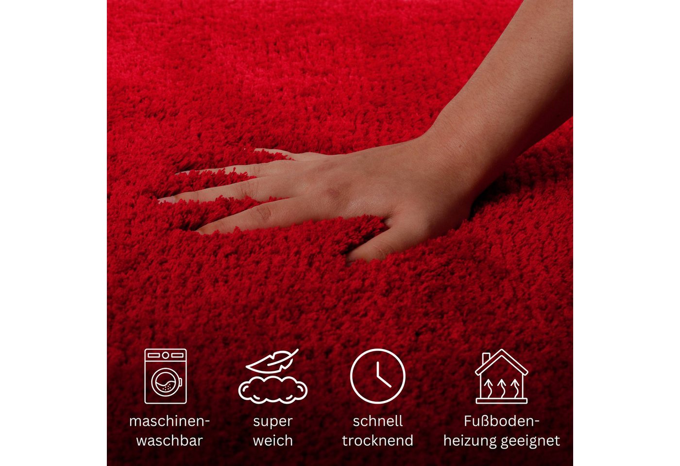 OTTO home Badematte Kaarin, uni, viele Farben, Badvorleger, Badezimmer Teppich, Höhe 30 mm, rutschhemmend beschichtet, fußbodenheizungsgeeignet, Polyester, rech – Bild 4 von 5