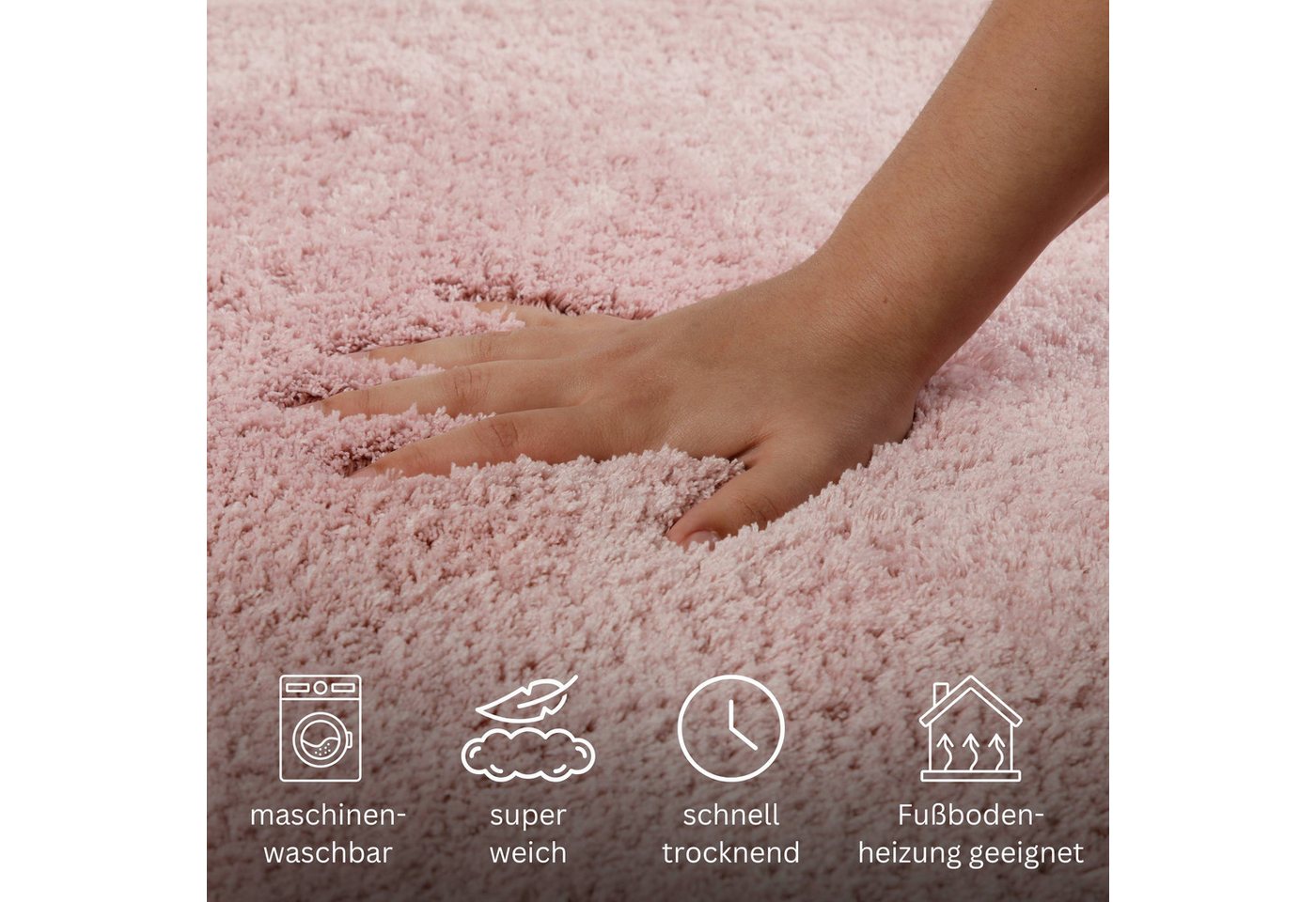 OTTO home Badematte Kaarin, uni, viele Farben, Badvorleger, Badezimmer Teppich, Höhe 30 mm, rutschhemmend beschichtet, fußbodenheizungsgeeignet, Polyester, rech – Bild 4 von 5