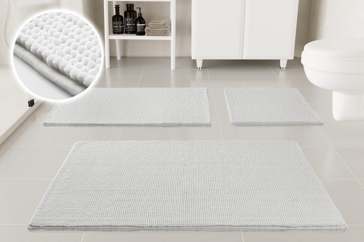 OTTO home Badematte Kaelan, weicher Chenille, Höhe 14 mm, rutschhemmend beschichtet, fußbodenheizungsgeeignet, Polyester, rechteckig, Badvorleger, Badteppich we – Bild 2 von 5