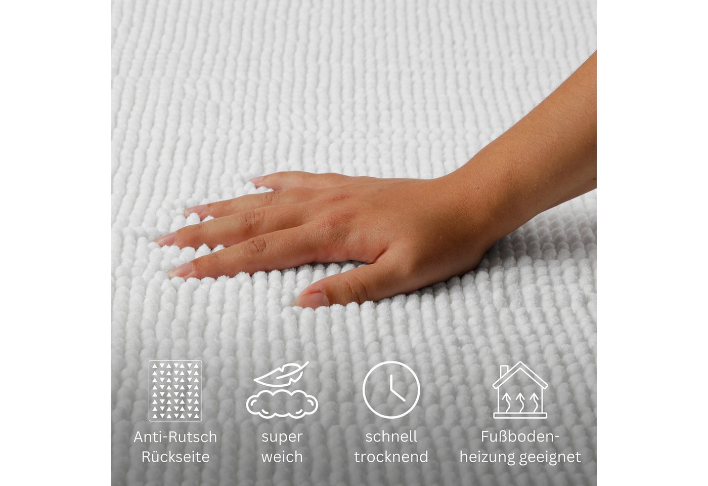 OTTO home Badematte Kaelan, weicher Chenille, Höhe 14 mm, rutschhemmend beschichtet, fußbodenheizungsgeeignet, Polyester, rechteckig, Badvorleger, Badteppich we – Bild 3 von 5