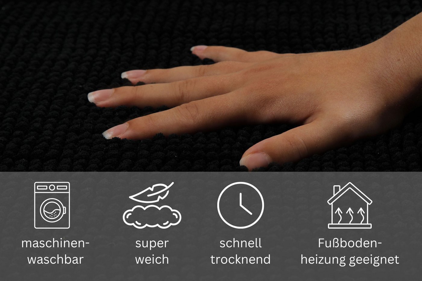 OTTO home Badematte Kaelan, weicher Chenille, Höhe 14 mm, rutschhemmend beschichtet, fußbodenheizungsgeeignet, Polyester, rechteckig, Badvorleger, Badteppich we – Bild 3 von 5
