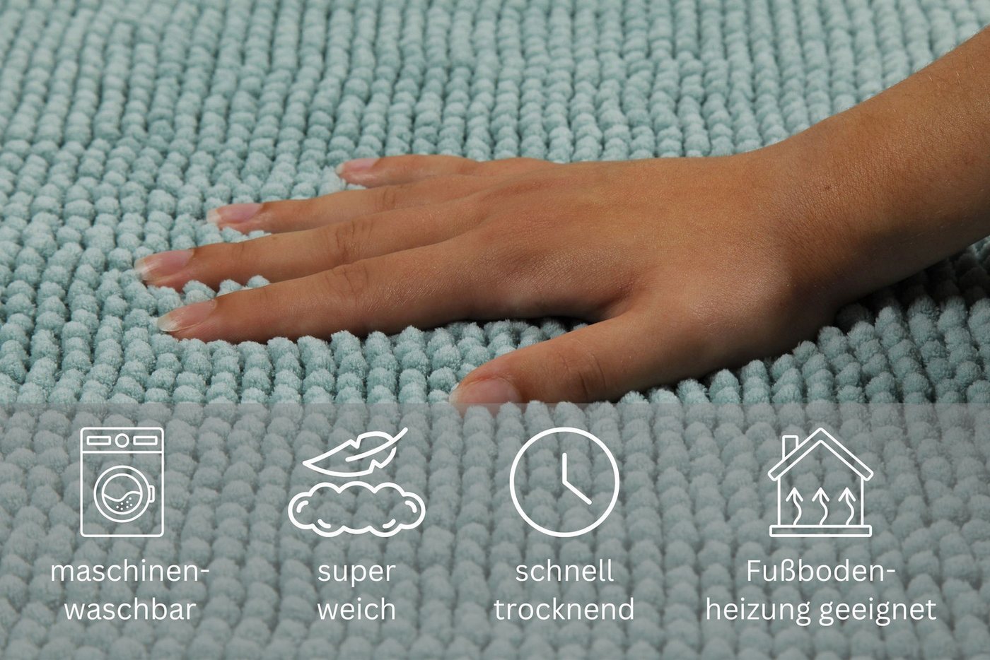 OTTO home Badematte Kaelan, weicher Chenille, Höhe 14 mm, rutschhemmend beschichtet, fußbodenheizungsgeeignet, Polyester, rechteckig, Badvorleger, Badteppich we – Bild 3 von 5