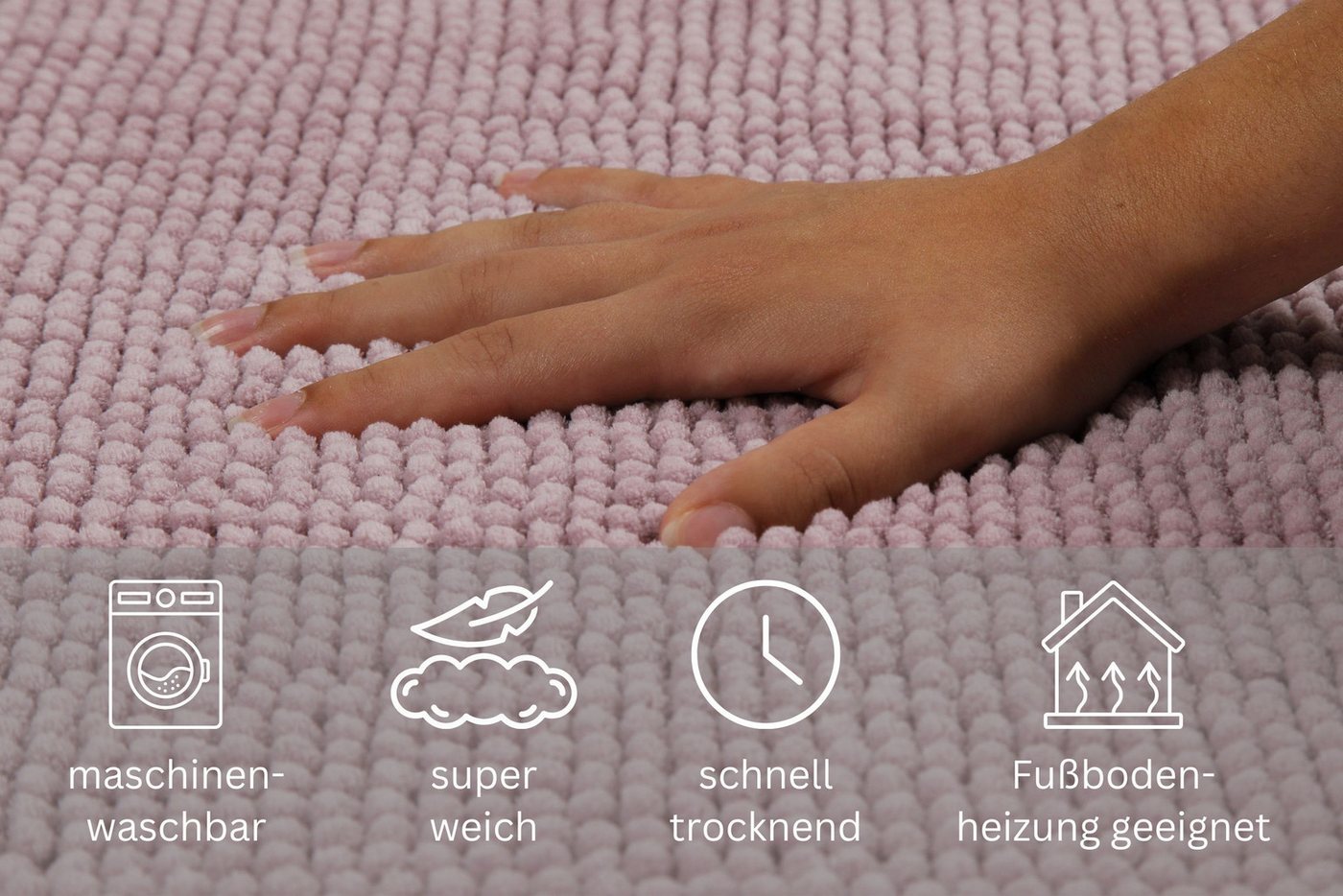 OTTO home Badematte Kaelan, weicher Chenille, Höhe 14 mm, rutschhemmend beschichtet, fußbodenheizungsgeeignet, Polyester, rechteckig, Badvorleger, Badteppich we – Bild 3 von 5