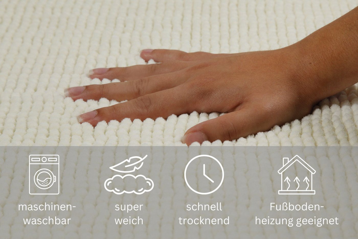 OTTO home Badematte Kaelan, weicher Chenille, Höhe 14 mm, rutschhemmend beschichtet, fußbodenheizungsgeeignet, Polyester, rechteckig, Badvorleger, Badteppich we – Bild 3 von 5