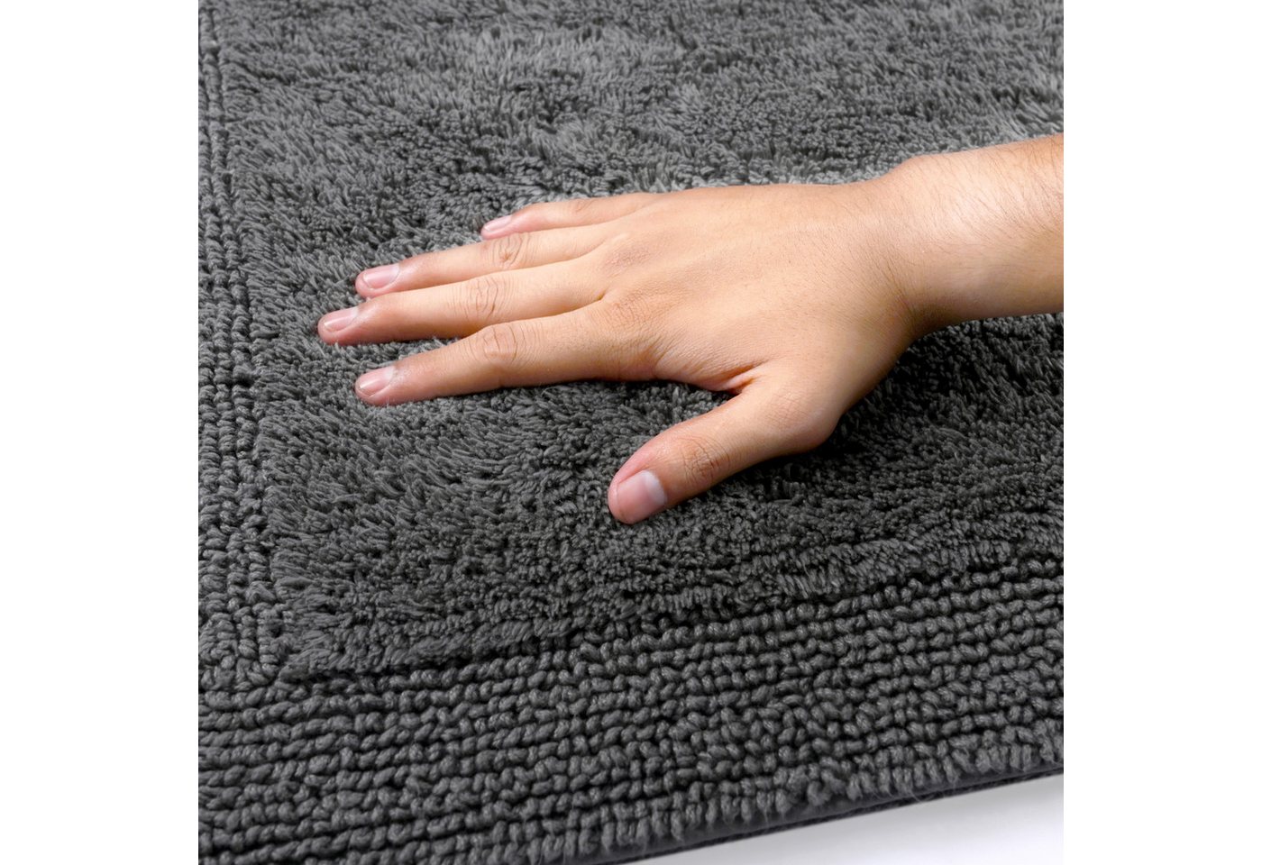OTTO home Badematte Kapra 1, Badvorleger, Badezimmer Teppich, Höhe 14 mm, beidseitig nutzbar, strapazierfähig, fußbodenheizungsgeeignet, Baumwolle, rechteckig,  – Bild 4 von 5