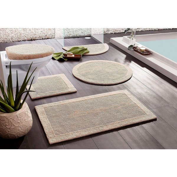OTTO home Badematte Kapra, Badvorleger, Badezimmer Teppich, Höhe 14 mm, beidseitig nutzbar, strapazierfähig, fußbodenheizungsgeeignet, Baumwolle, halbrund, mit 