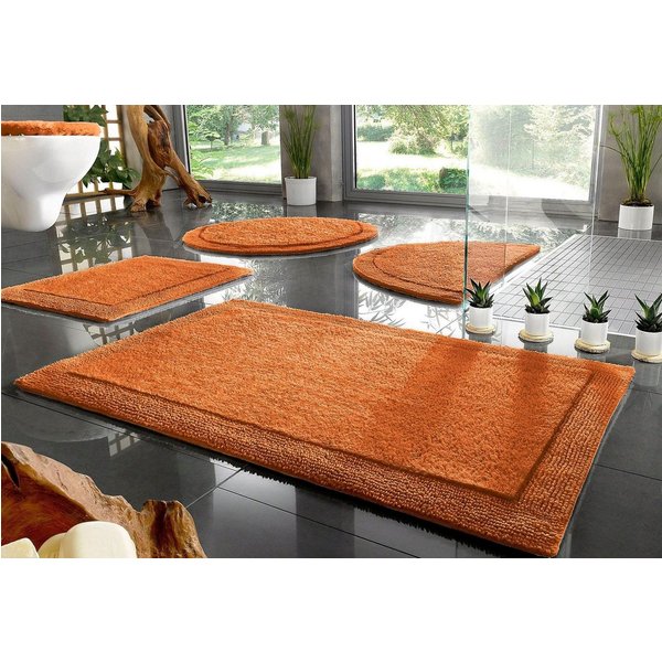 OTTO home Badematte Kapra, Badvorleger, Badezimmer Teppich, Höhe 14 mm, beidseitig nutzbar, strapazierfähig, fußbodenheizungsgeeignet, Baumwolle, halbrund, mit 