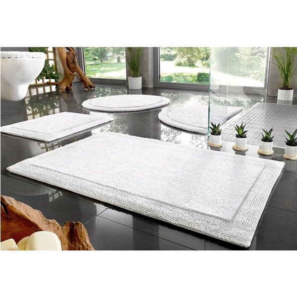 OTTO home Badematte Kapra, Badvorleger, Badezimmer Teppich, Höhe 14 mm, beidseitig nutzbar, strapazierfähig, fußbodenheizungsgeeignet, Baumwolle, halbrund, mit 