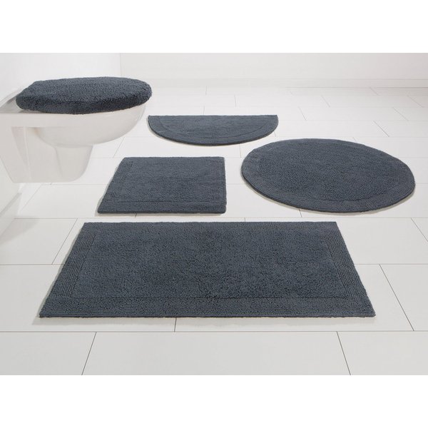 OTTO home Badematte Kapra, Badvorleger, Badezimmer Teppich, Höhe 14 mm, beidseitig nutzbar, strapazierfähig, fußbodenheizungsgeeignet, Baumwolle, halbrund, mit 