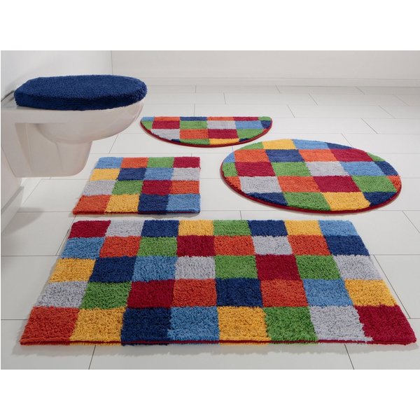 OTTO home Badematte Kira, Badvorleger, Badezimmer Teppich, Kästchen, Höhe 12 mm, beidseitig nutzbar, strapazierfähig, fußbodenheizungsgeeignet, Baumwolle (Bio-B