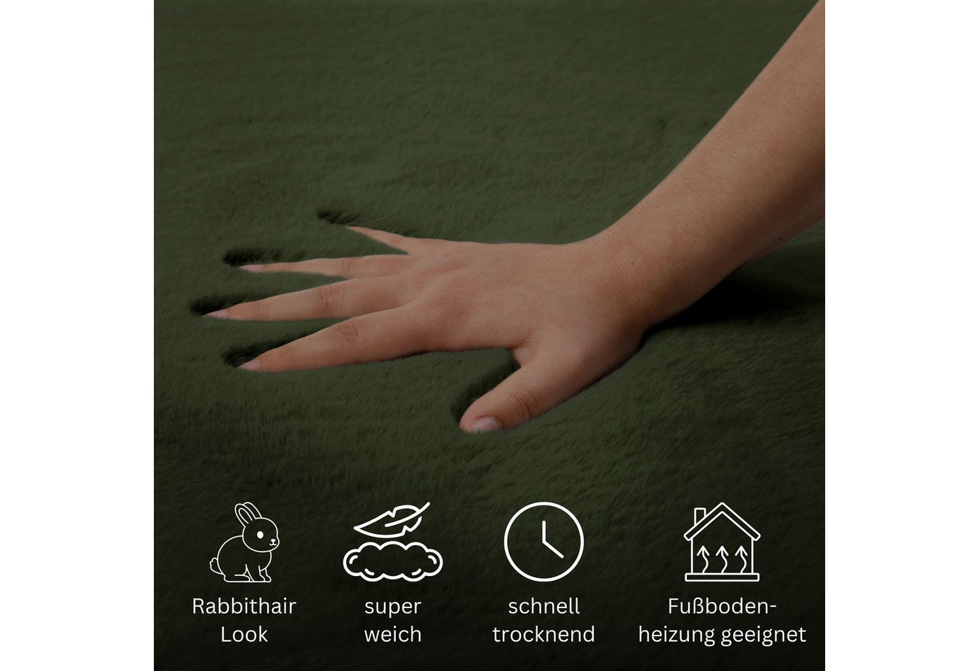OTTO home Badematte Lennja, Höhe 25 mm, rutschhemmend beschichtet, fußbodenheizungsgeeignet, Polyester, rund, Badteppich, getuftet, Uni, antirutsch, flauschig w – Bild 4 von 5