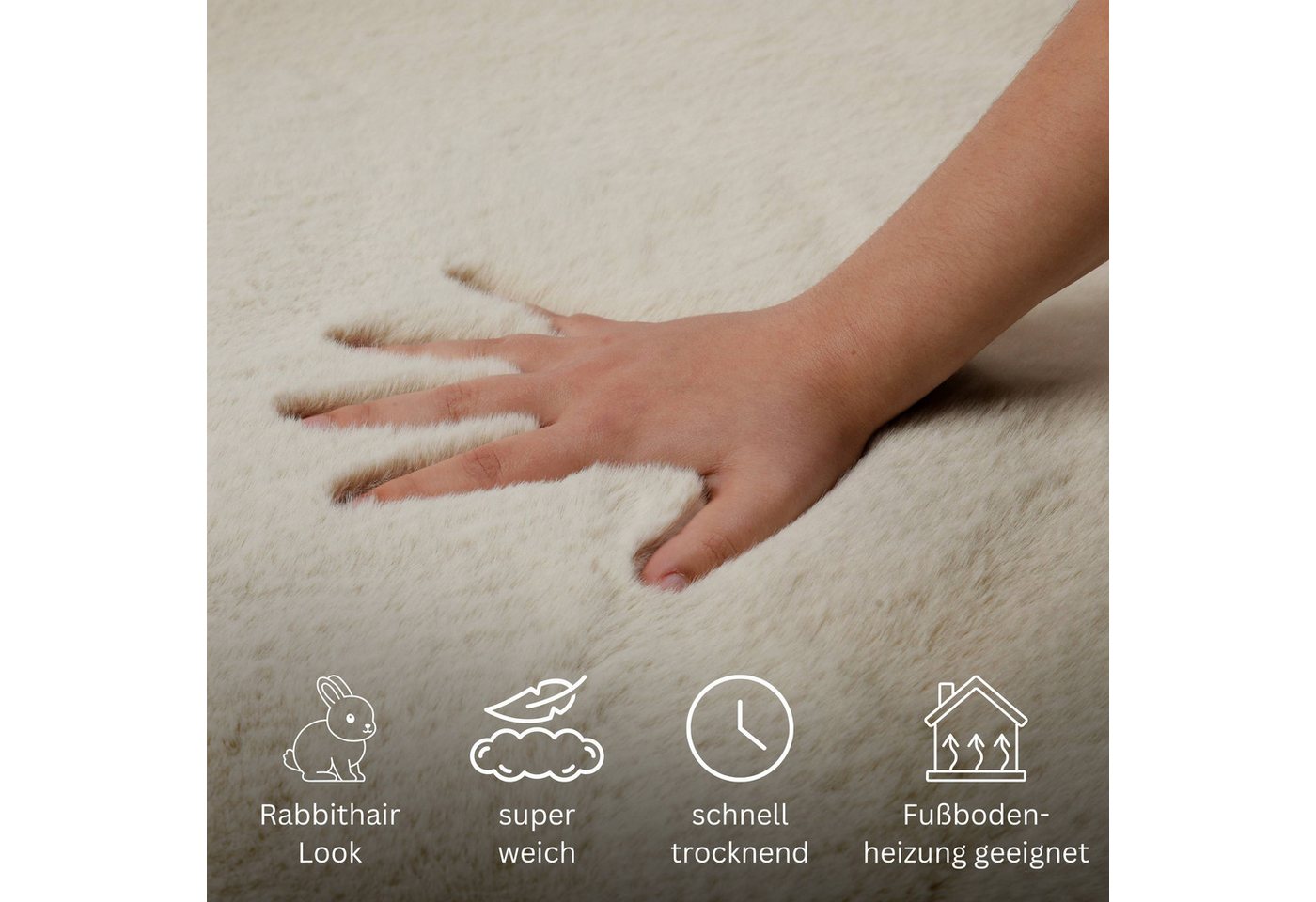 OTTO home Badematte Lennja, Höhe 25 mm, rutschhemmend beschichtet, fußbodenheizungsgeeignet, Polyester, rund, Badteppich, getuftet, Uni, antirutsch, flauschig w – Bild 4 von 5