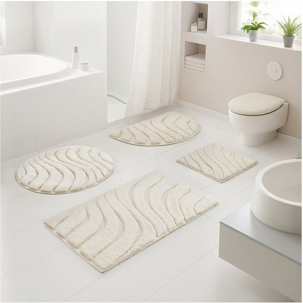 OTTO home Badematte Levii, Badvorleger, Badezimmer Teppich, sehr weich, Höhe 20 mm, rutschhemmend beschichtet, schnell trocknend, fußbodenheizungsgeeignet, Poly