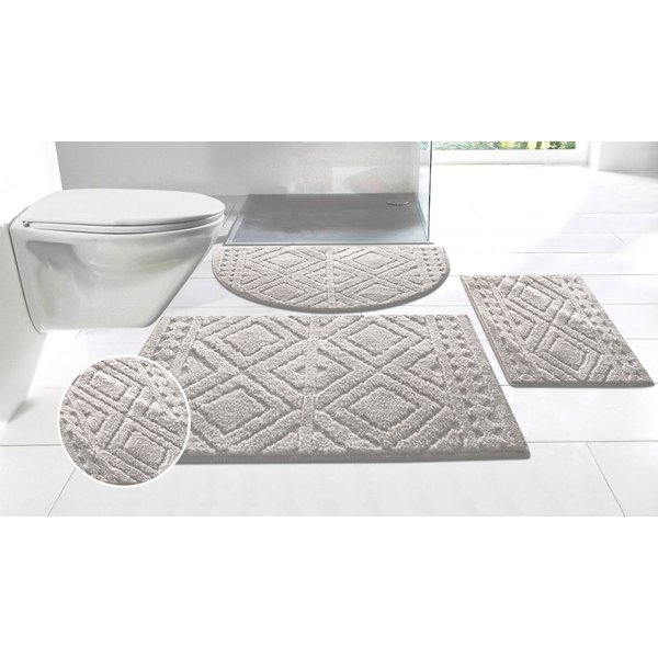OTTO home Badematte Louvres, Badvorleger, Badezimmer Teppich, Duschvorleger, Höhe 10 mm, rutschhemmend beschichtet, schnell trocknend, Polyester, halbrund, Badt