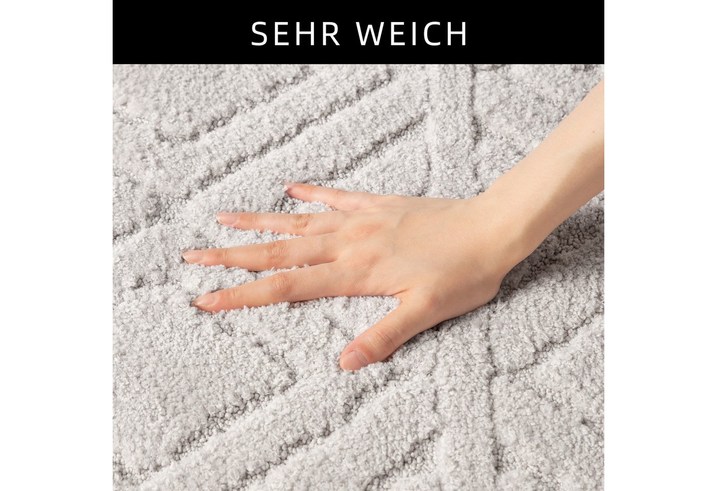 OTTO home Badematte Louvres, Badvorleger, Badezimmer Teppich, Duschvorleger, Höhe 10 mm, rutschhemmend beschichtet, schnell trocknend, Polyester, halbrund, Badt – Bild 4 von 5