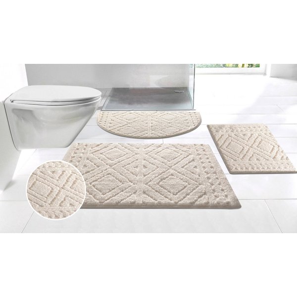 OTTO home Badematte Louvres, Badvorleger, Badezimmer Teppich, Duschvorleger, Höhe 10 mm, rutschhemmend beschichtet, schnell trocknend, Polyester, halbrund, Badt