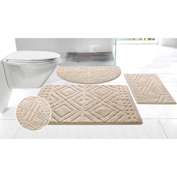 OTTO home Badematte Louvres, Badvorleger, Badezimmer Teppich, Duschvorleger, Höhe 10 mm, rutschhemmend beschichtet, schnell trocknend, Polyester, rechteckig, Ba
