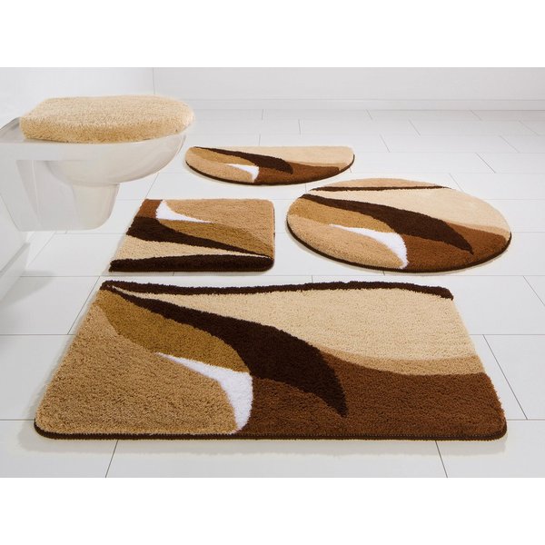 OTTO home Badematte Magnus, Badvorleger, Badezimmer Teppich, Höhe 20 mm, rutschhemmend beschichtet, schnell trocknend, strapazierfähig, Polyacryl, rund, mehrfar